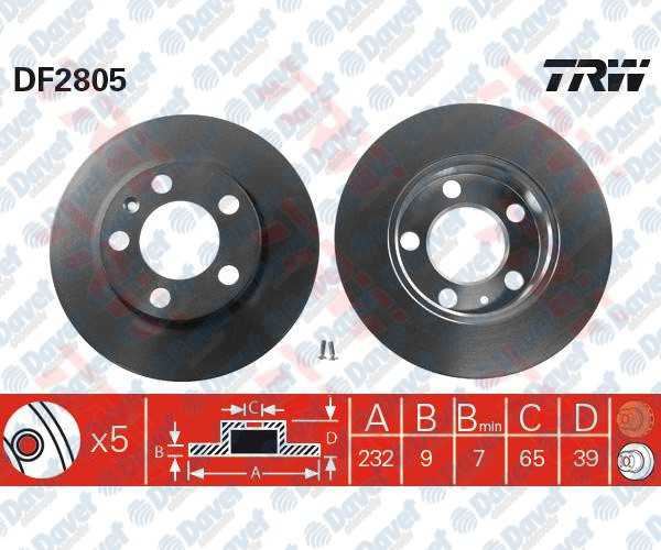 TRW DF2805 Arka Fren Diski Aynasi Golf Iv 1.8-1.9tdi 97> Bora 98> Octavia 1.8 20v-1.9 Tdi 96> Fabia 1.4-1.9tdi-2.0